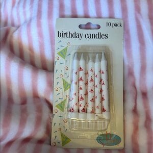 Birthday Candles Pack of 10 - White with Red Party Hat Design